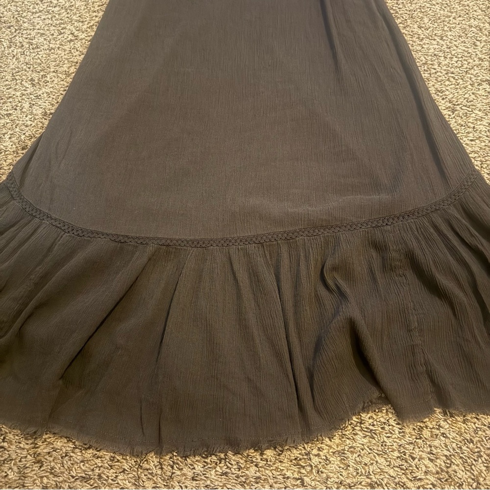 Aerie Summer Maxi Dress Tier Ruffle Hem Spaghetti Straps Gray Womens Size Medium - Picture 6 of 11
